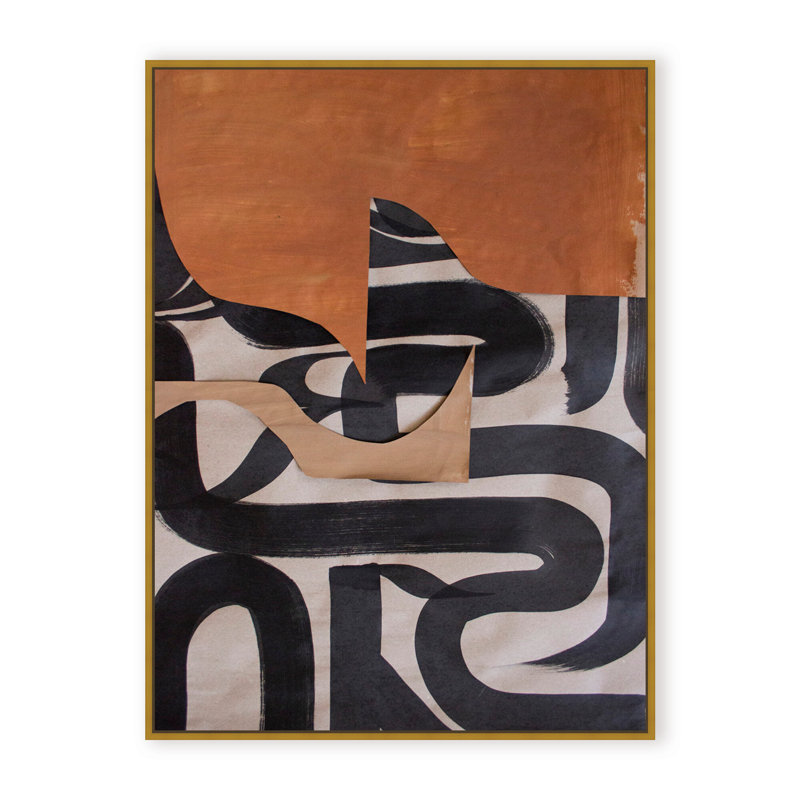 Gai: A Symphony Of Abstraction, Framed Canvas, Beige, 30" H x 24" W x 2.375" D
