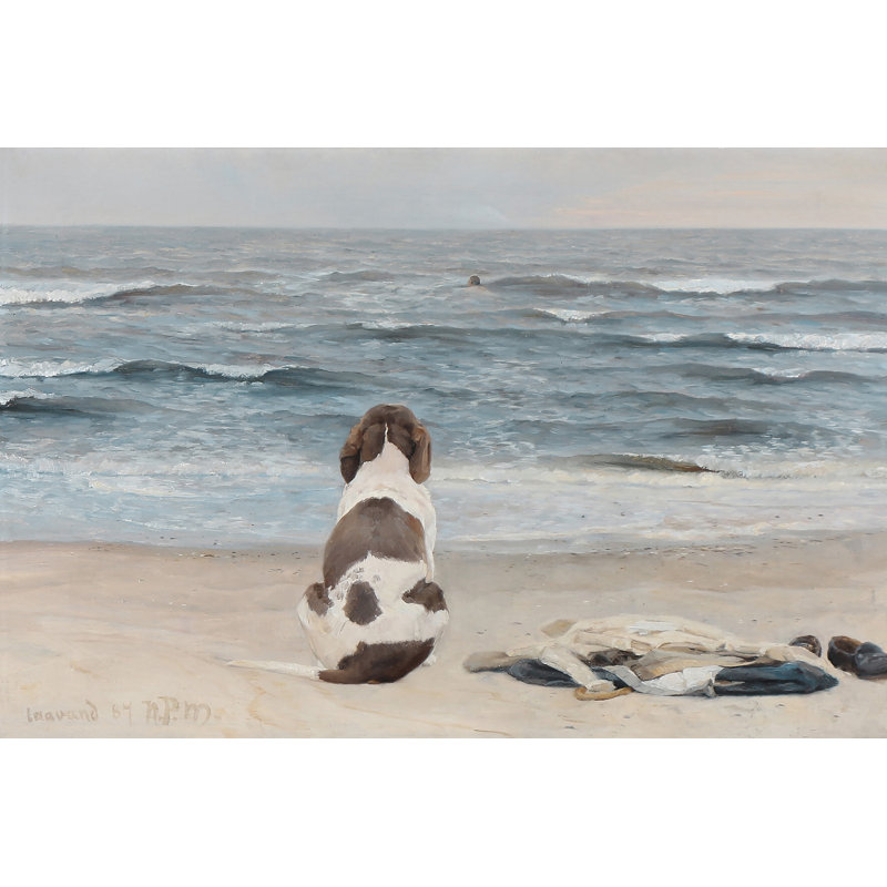 "A Dog on the Beach", reproduction sur toile tendue, H 8 po x l 12 po