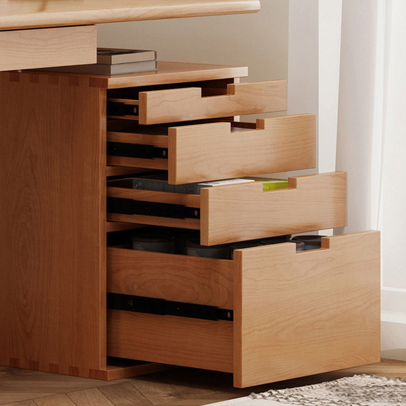 Brown Rectangular Solid Wood with 5 drawers desk, 45.28" H x 59.06" W x 29.53" D, Left Hand Return
