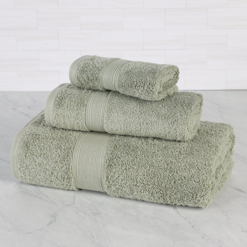 Lyndon Organic Cotton Medium Weight Towel Set, 3 Piece Set, Sage