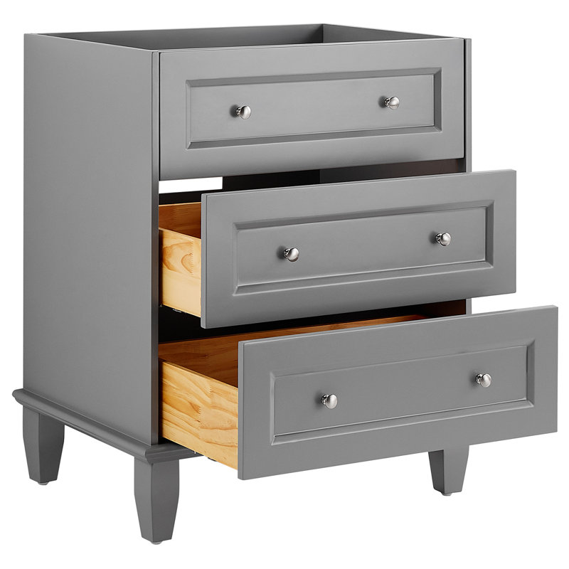 Meuble-lavabo simple autoportant biseauté de 30 po avec plateau en quartz Audrey, Gris, L 30 po
