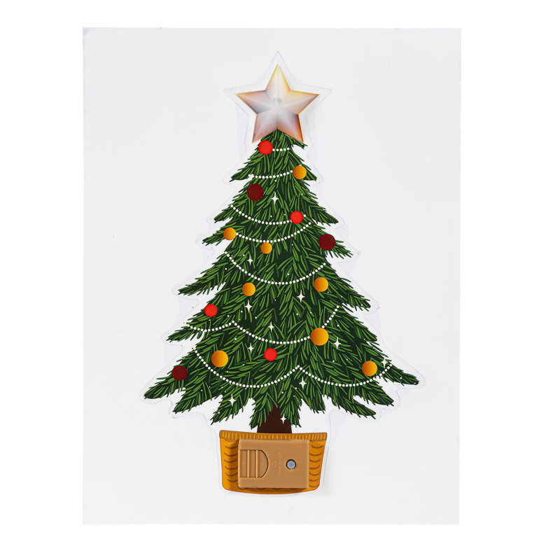 LED Christmas Christmas Tree with Flickering Light Window Decal
