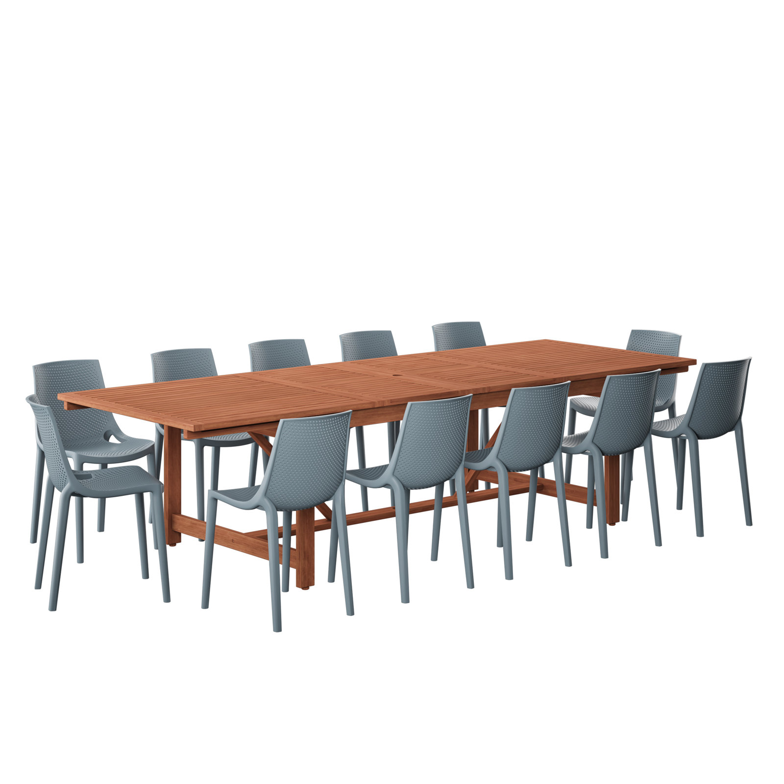 Anautica 118" Rectangular 12 - Person Outdoor Dining Set, Gray