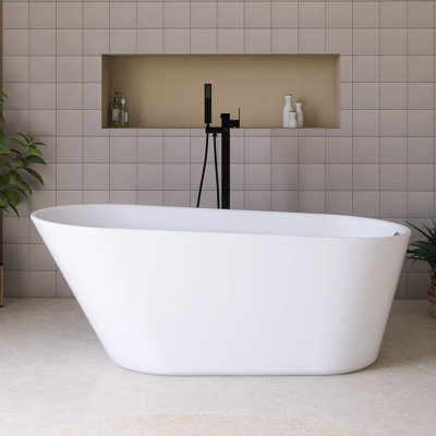 65'' Acrylic Freestanding Soaking Bathtub In Glossy White