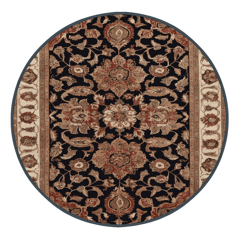 Tapis brun lavable à la machine, Rond 6 pi