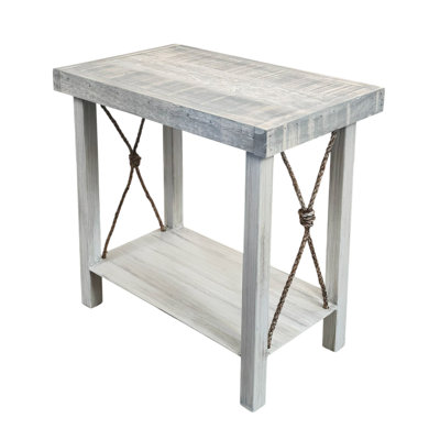 Table de bout rectangulaire en fer avec accent de corde nouée patinée