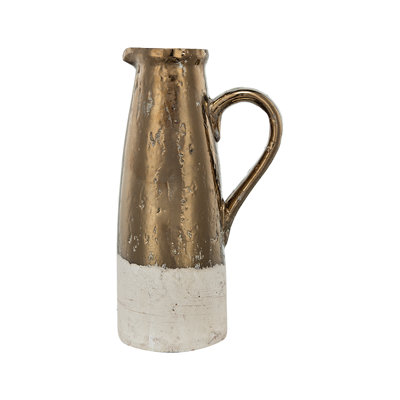 Libra Sienna Brown Ceramic Pitcher Vase