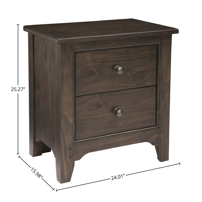 Table de chevet en bois massif Mabank, Brun