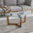 28"d Pecan Wood Coffee Table With Modern Glass 42"w Solid
