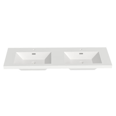 60'' W X 19.48'' D Rectangular Drop-In Resin Double Bathroom Vanity Sink With Overflow
