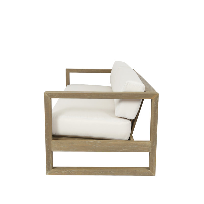 Coastal Teak Patio Sofa with Sunbrella Cushions, Canvas Canvas Sunbrella®