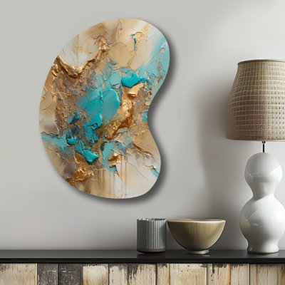 Millen - Unique Shape Abstract Marble Metal Wall Art, Asymmetrical Metal Wall Sculpture Print