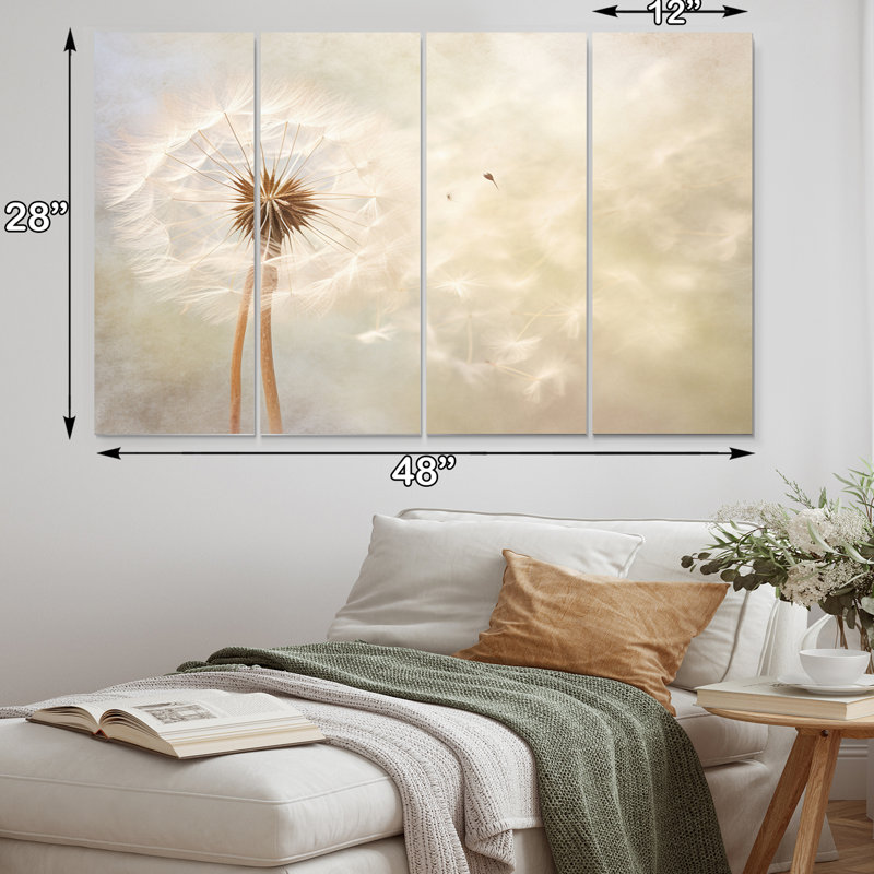" White Dandelion Romantic Impression IV " 4 - Pieces