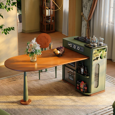 French Retro Solid Wood Green Dining Table