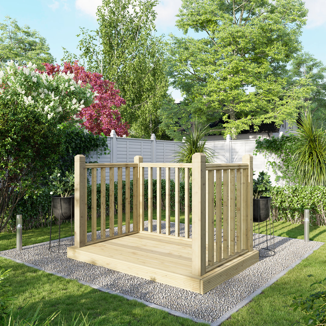 Powersheds Timber Pressure Treated Decking Kit - Handrails on Three Sides