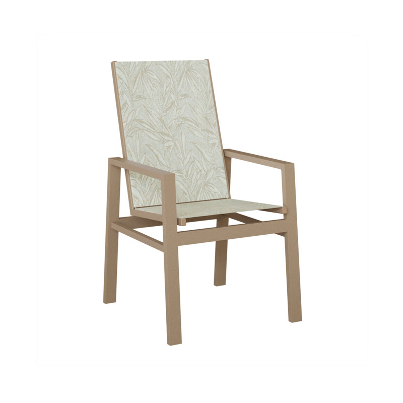 Chaise de salle à manger à haut dossier en aluminium Chêne Berlin, Aluminium, chêne, veine de bois, Montego Bay
