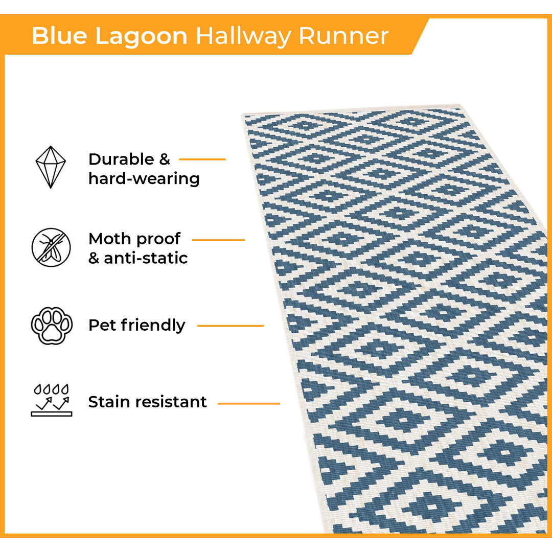 Runner Geometric Flatweave Area Rug