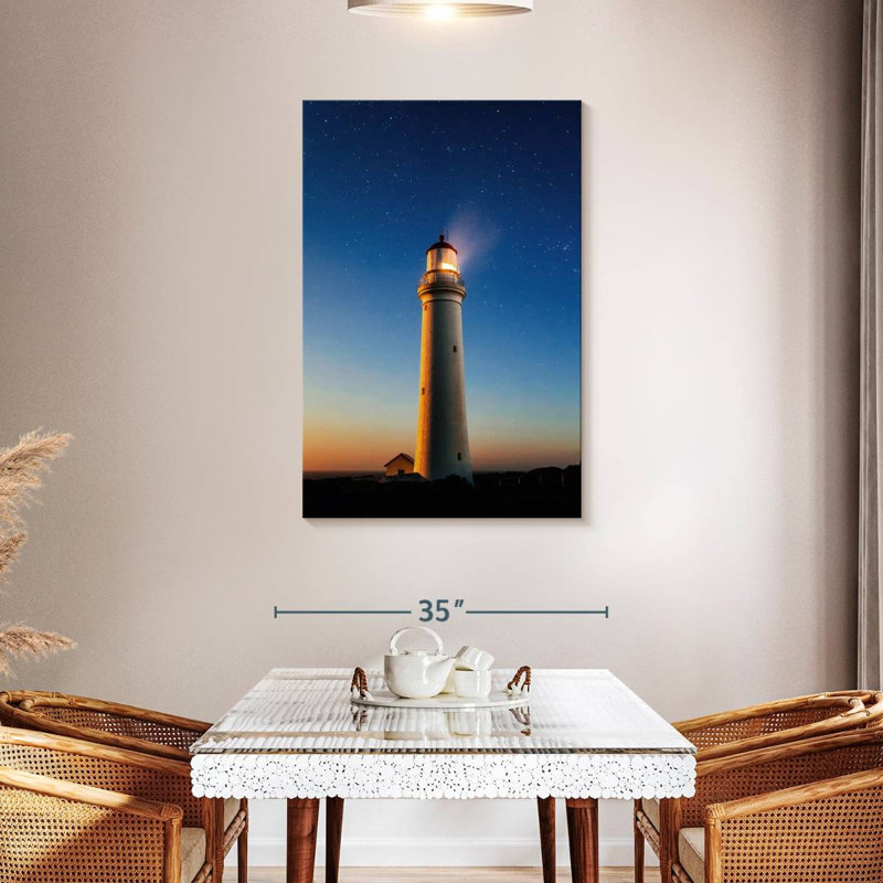 Beauté du phare de nuit, H 45 po x l 30 po