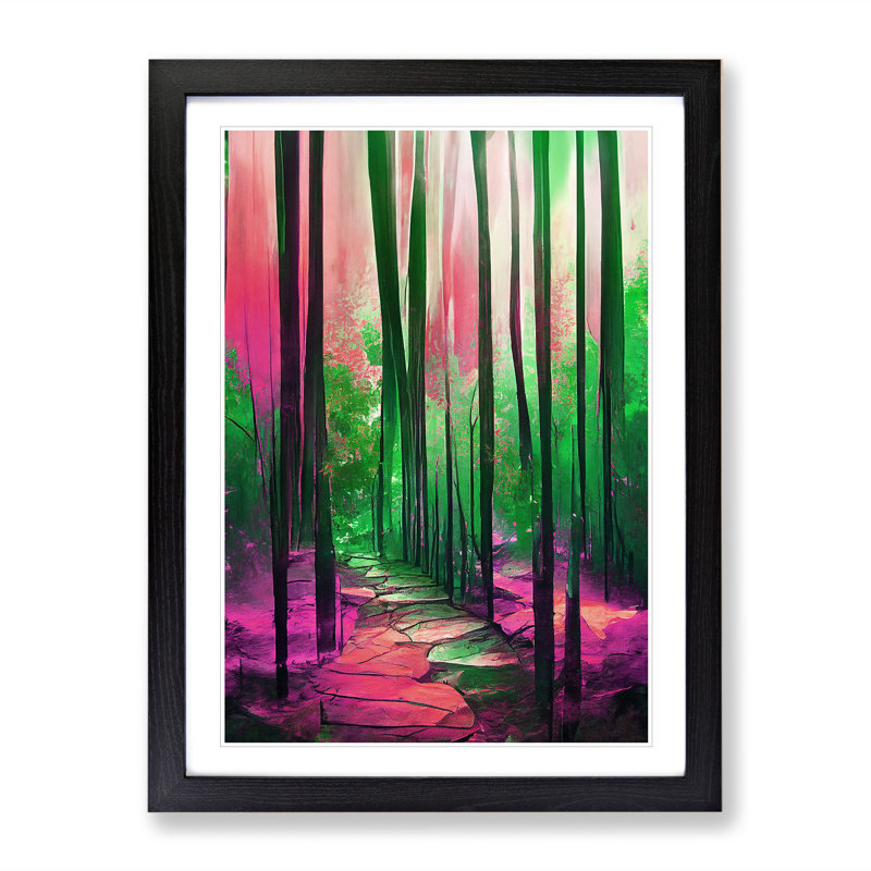 Forest Expressionism No.4 Abstract - Single Picture Frame Painting, 64cm H x 46cm W x 2cm D, Black