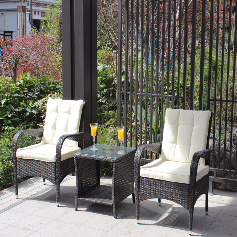 2 - Person Patio Dining Set with Square Table , Cushions Included