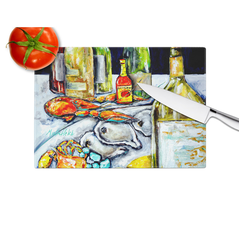 Sit A Spell Seafood Dinner Glass Cutting Board
