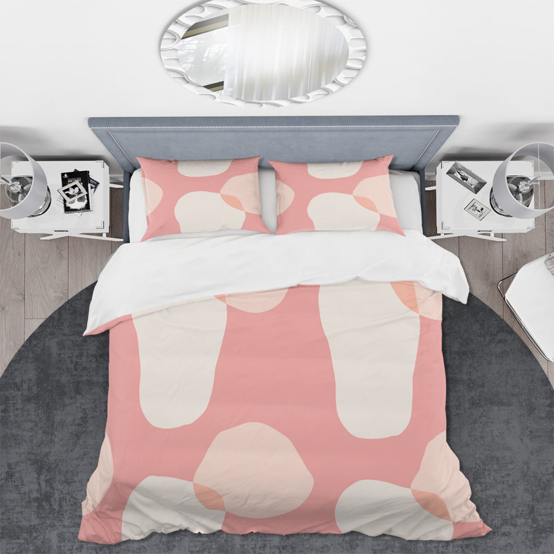Raheen - Abstrait rose et crème I - ensemble de housse de couette moderne - microfibre de polyester