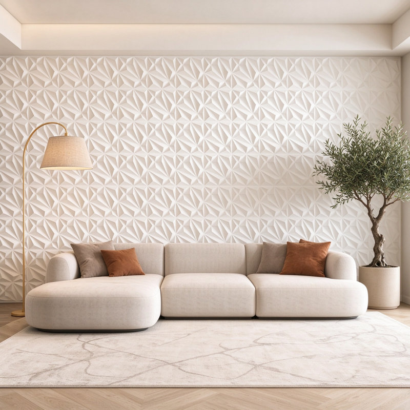 33 Pack White Diamond Textured 3D Wall Panels, 11.8" x 11.8" PVC Accent Wall Paneling, Total Coverage 32 Sq.Ft, Interior Wall Decor for Living Room, Bedroom, Office & TV Background Walls