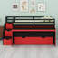 Lit mezzanine avec bureau coulissant, lit gigogne, tiroirs de rangement et marches Gaming & Workstation-1949247311