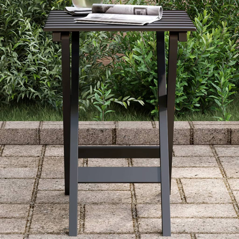 Side Table Foldable Solid Wood Poplar, Black