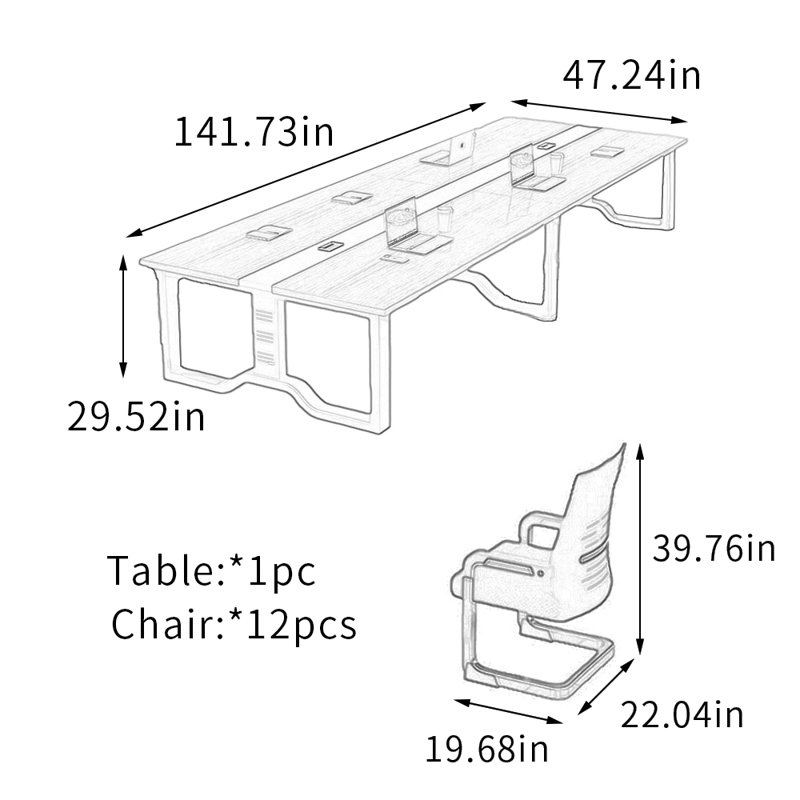 Ensemble de table de conférence multi-usage et chaise, Noir / taupe