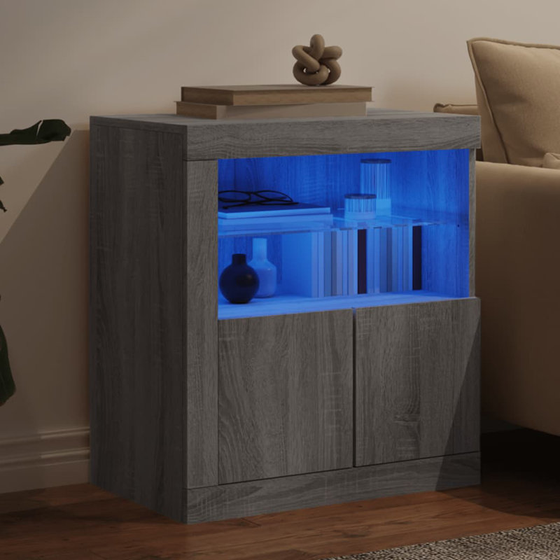 Basiliki Sideboard with LED Lights, Grey Sonoma