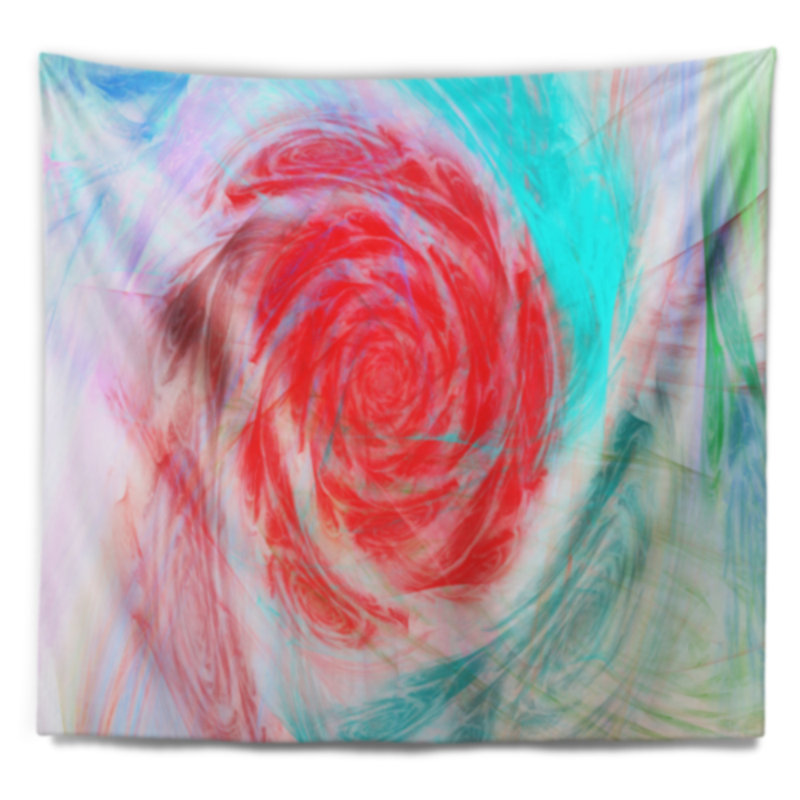 Tapisserie rose abstrait à motif floral, H 32 po x l 39 po