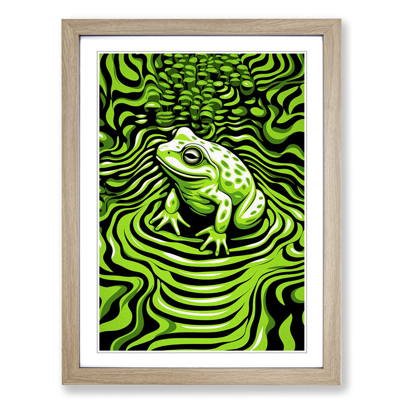 Frog Op - Framed Print, 34cm H x 25cm W, Oak Framed