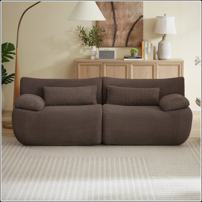 Oversized Modular Sectional Cloud Boneless Loveseat Sofa for Modern Living Rooms, Brown