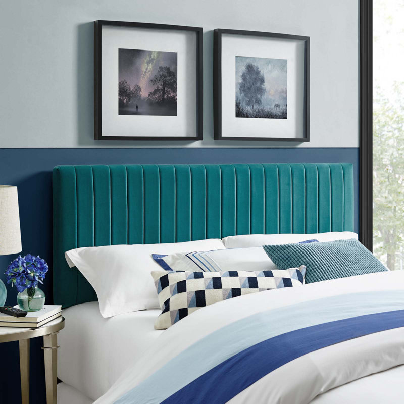 Modway Carson Carrington Stryn Velvet Headboard, Teal Plainweave, King/California King