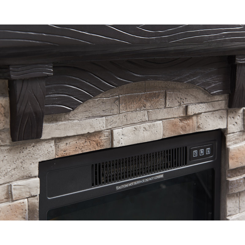 Carlill Electric Fireplace, Tan, 35' H x 40" W x 11.5" D