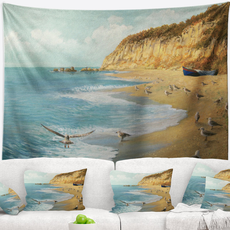 Paysage, tapisserie de plage calme, H 50 po x l 60 po