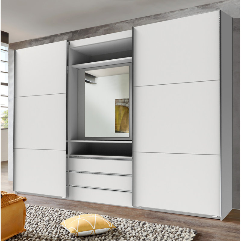 Branchburg 2 Door Manufactured Wood Wardrobe, White/White