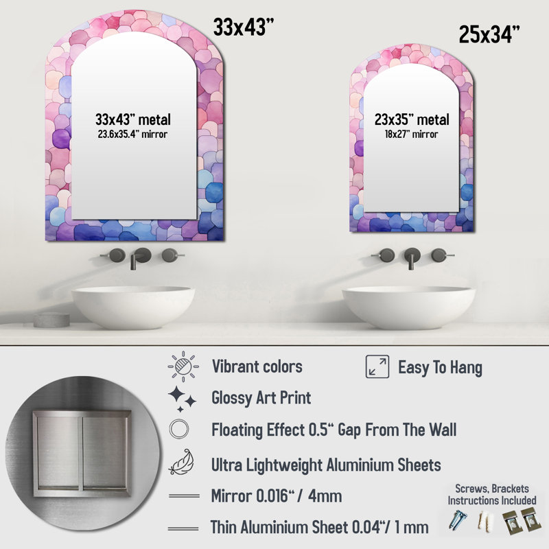 Miroir mural bleu et rose Twilight, 34 po x 25 po