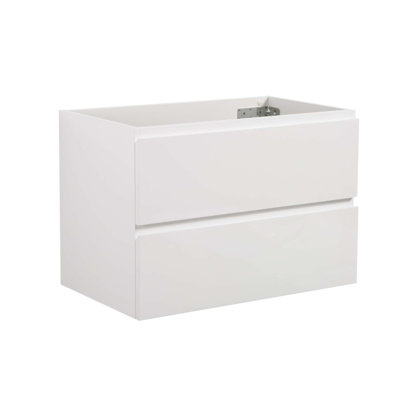 Meuble-lavabo mural intemporel blanc avec deux tiroirs, pré-assemblé pour une installation facile