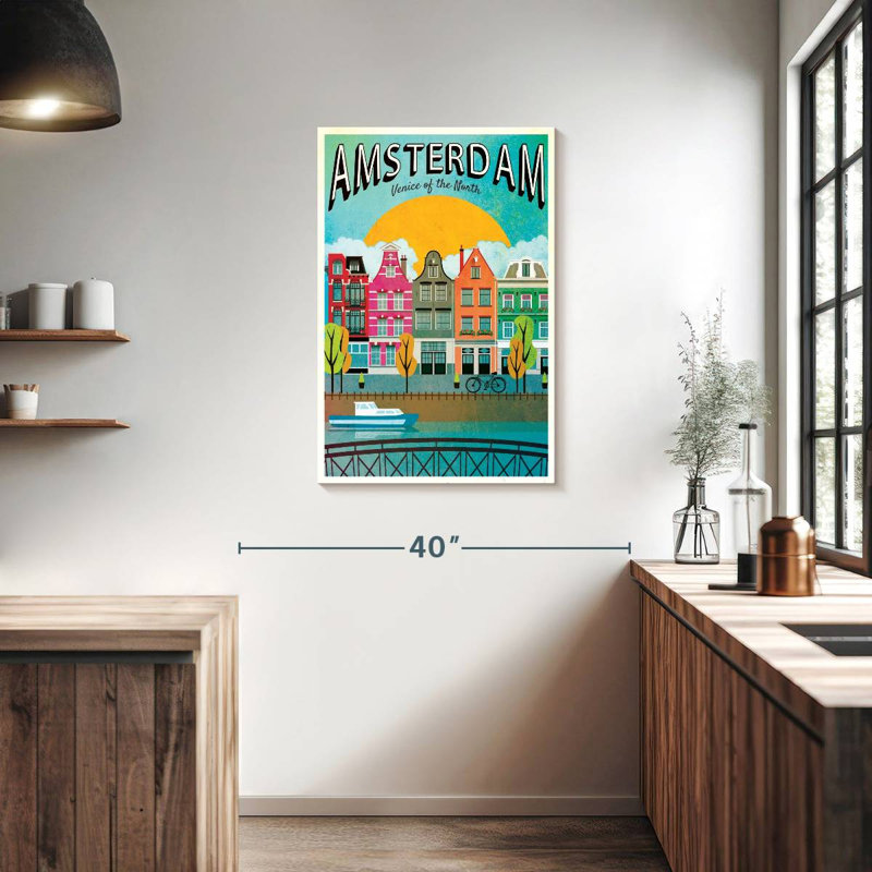 Affiche rétro de Amsterdam, H 36 po x l 24 po