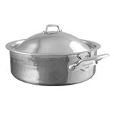 Mauviel M'elite Hammered 5-Ply Rondeau With Lid, Cast Stainless Steel Handles, 3.2-Qt