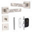  Modern Nova Premium Design Bathroom Door Handles on Square Rose in Satin Nickel Finish