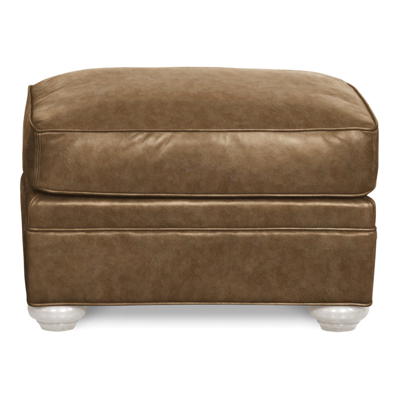 East Lake 28" Ottoman, Casa Blanca, Distinct Shroom Genuine Leather