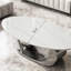 Table basse 49,2 pouces ovale en faux marbre pour salon avec base en acier inoxydable-1616743841