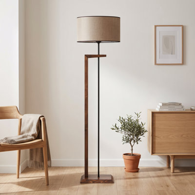 Koben Walnut Drum Shade Floor Lamp