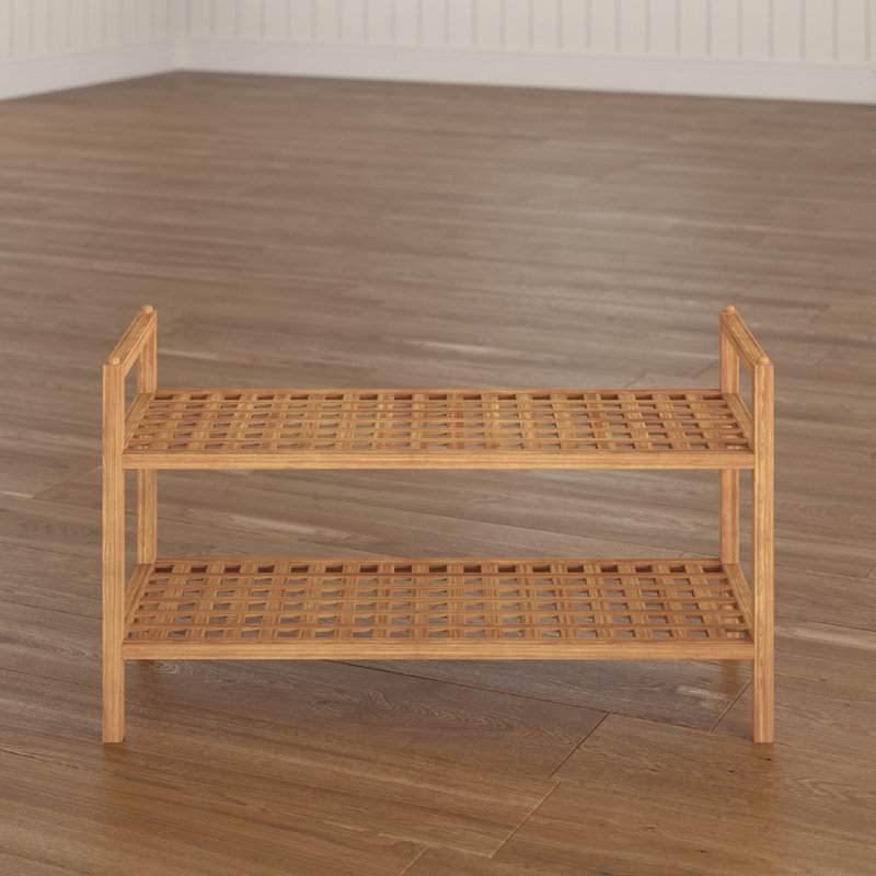6 Pair Stackable Solid Wood Shoe Rack