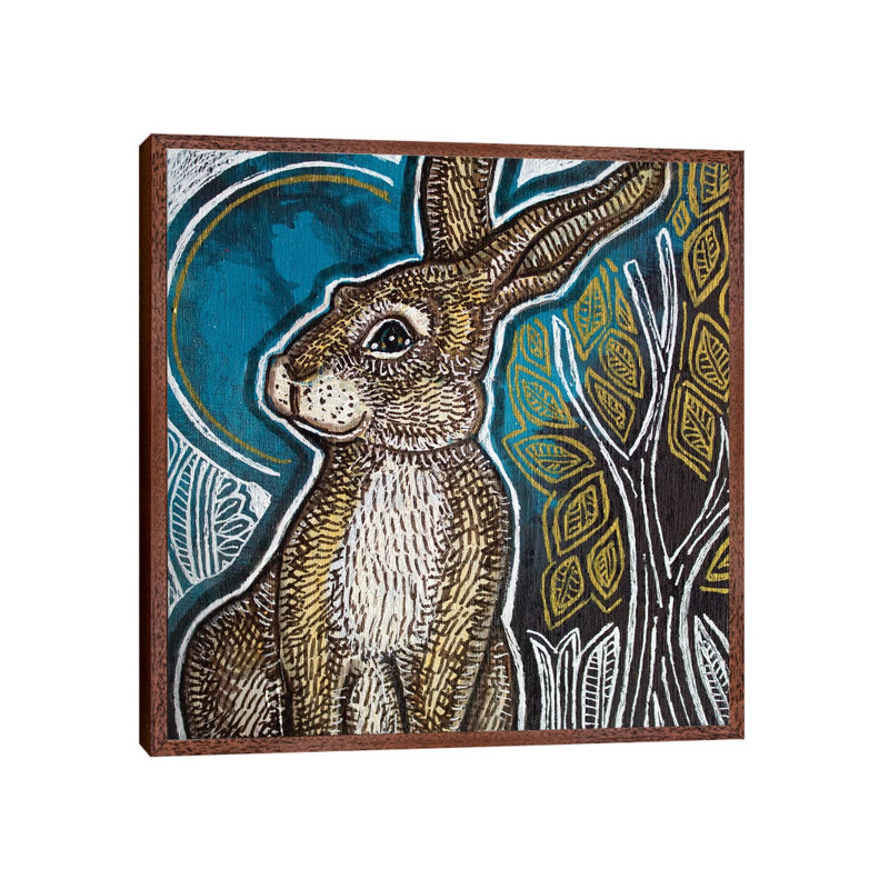 Little Rabbit 1 Piece Painting on Canvas, 66.04cm H x 66.04cm W x 3.81cm D, Classic Brown Wood Framed