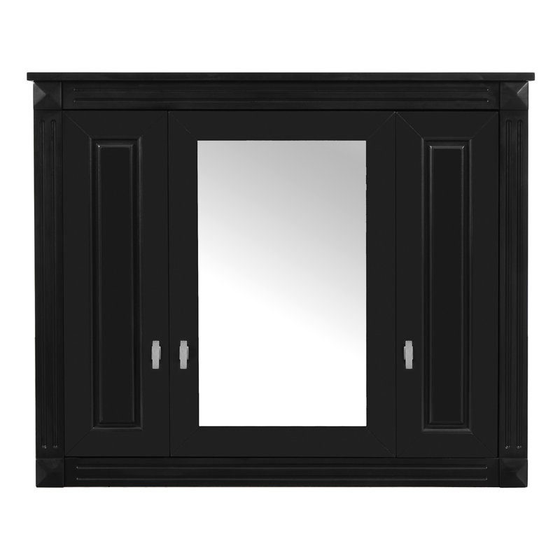 Bathroom Wall Cabinet With Mirror, Black