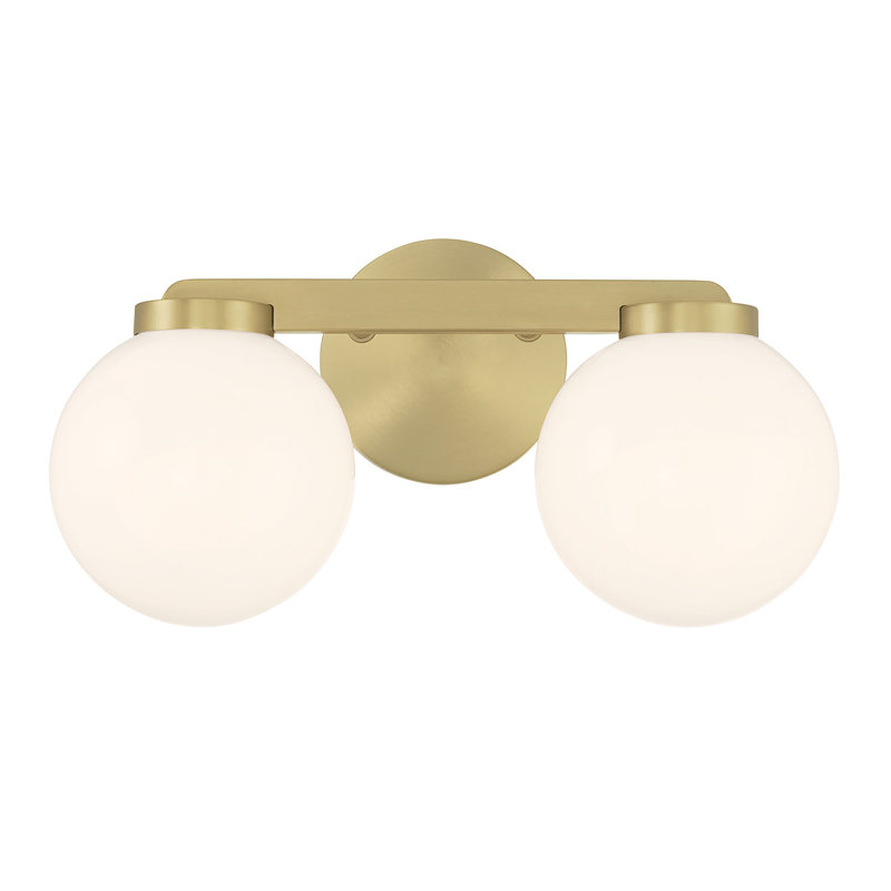 Meuble-lavabo 2 lumières Alvida, H 8 po x l 14 po x P 7 po, Laiton, Deux lumières